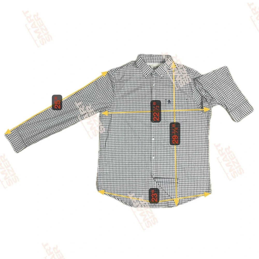 Orig Penguin Gingham Button Down Shirt Men's L/G Blue White Long‎ Sleeve Pocket